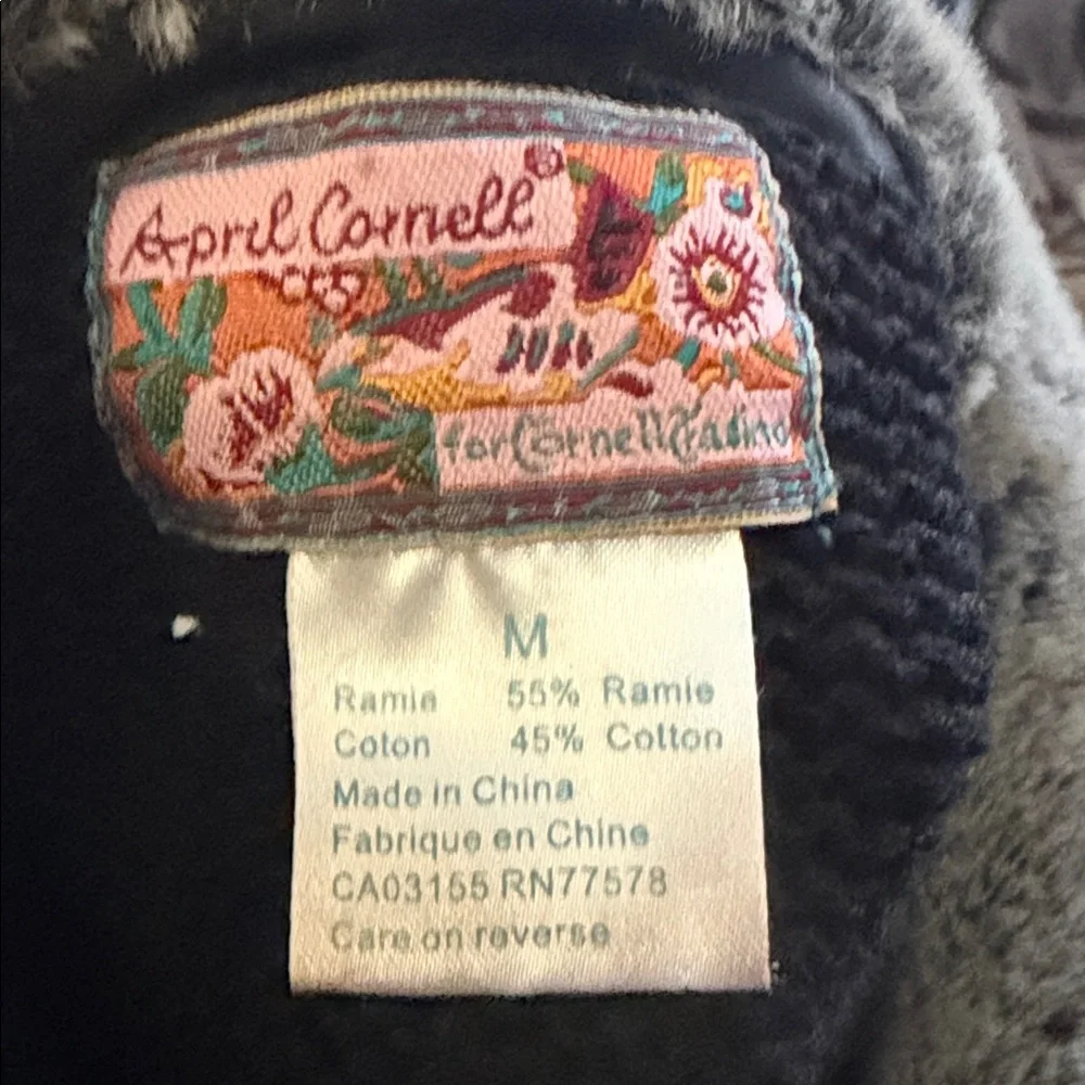 Vintage April Cornell crochet cardigan open knit rosettes cottage core witchy S - Picture 6 of 6